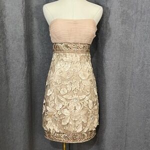 Sue Wong Nocturne Womens 0 Strapless Embellished Coquette Floral Dress FairyCore